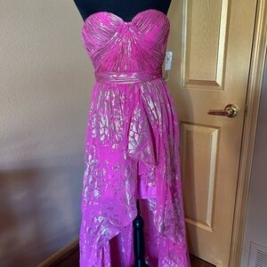 Aqua Brand pink & gold high low dress! NWT!